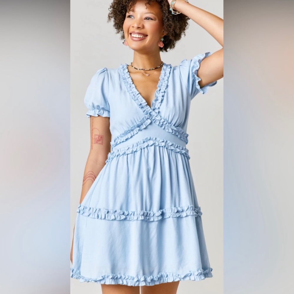 Francescas Blue Ruffle Dress